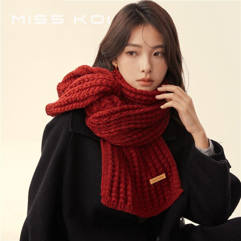 MISSKOI ผ้าพันคอกลมลายhoundstooth ทอลายละเอียดสองด้าน หนามาก ให้อารมณ์เกาหลีหรูหรา เหมาะสำหรับฤดูใบไม้ร่วงและฤดูหนาว