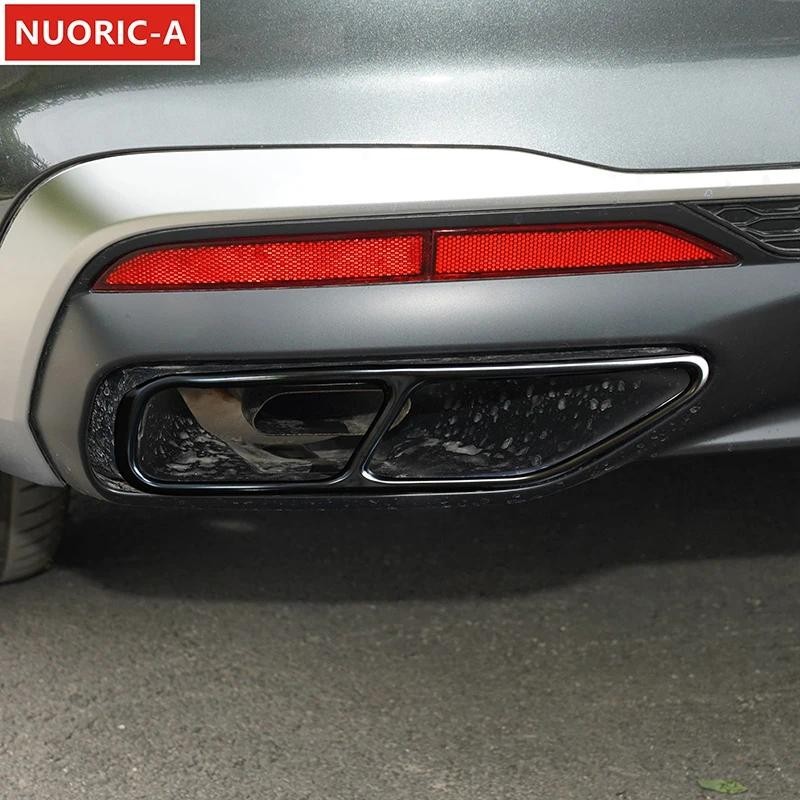 สแตนเลสสตีลหางคอท่อไอเสียกรอบตกแต่งสําหรับ Audi A4 B9 A5 2020-2021 จัดแต่งทรงผมรถอุปกรณ์เสริมภายนอก