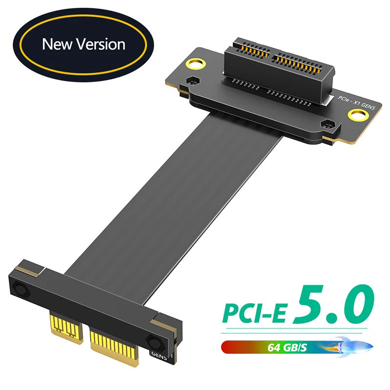 PCI Express 5.0 1X Extension Riser สาย 64 GB/s PCIE X1 ถึง X1 Dual แนวตั้ง 90 องศาทิศทางสําหรับ PCI-