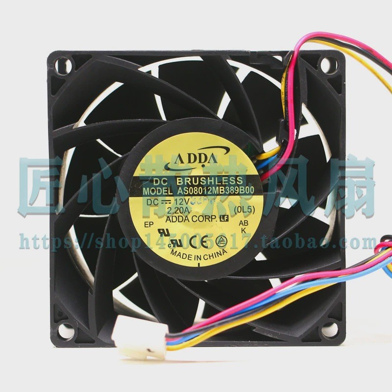 [คลังสินค้าพร้อม] Original Xiiexi ADDA AS08012MB389B00 12V 2.20 A 8cm ** พัดลมระบายความร้อน Four-Wir