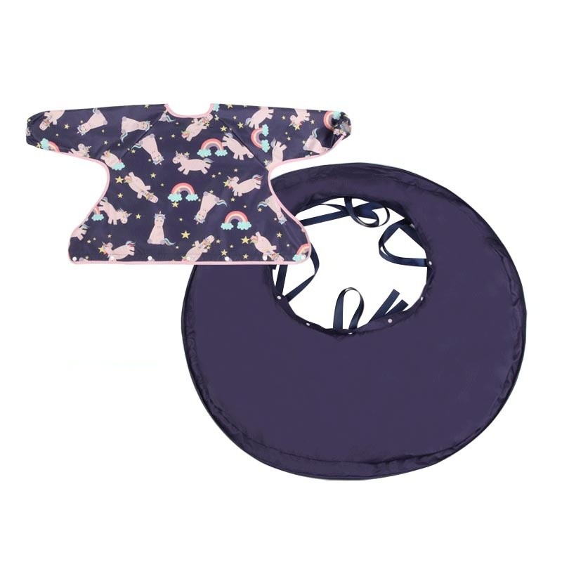 Infant Feeding Table Cover For High Chair Toddler Bib Mess Proof Long Sleeve Smock Attaches to Feedi