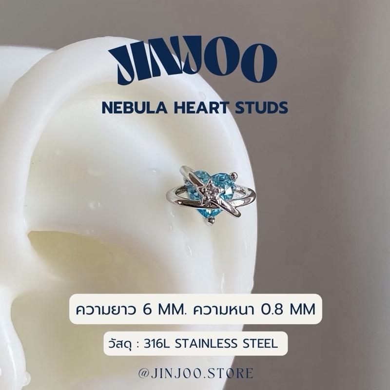 Jinjoo จิวต่างหูหัวใจ รุ่น Nebula Heart Studs ก้านหนา 0.8 mm. สแตนเลส316