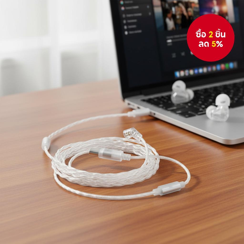 KZ Original TYPE-C หูฟัง สายเคเบิลอัพเกรดชุบเงินสําหรับหูฟัง KZ Castor