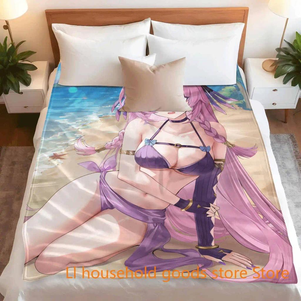 Genshin Impact Nata Soft Flannel โยนผ้าห่มเหมาะสําหรับทุกฤดูกาลเพิ่มสไตล์บ้านของคุณเหมาะสําหรับ Nap 