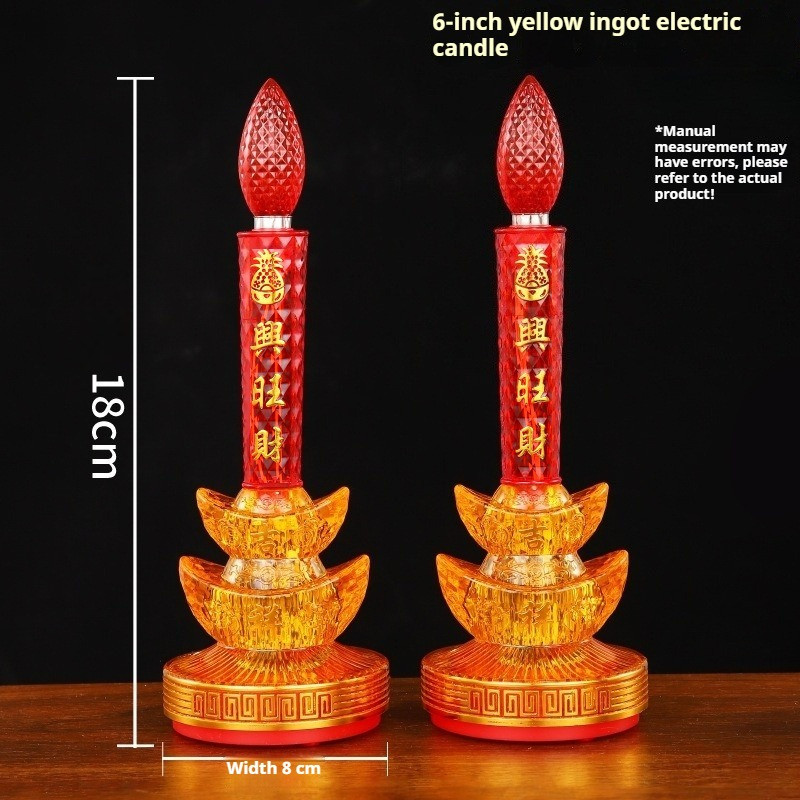 OEING LED คริสตัล Ingot เทียนอิเล็กทรอนิกส์จําลองเทียน Plug in Joyful Power Supply โคมไฟเทพเจ้าแห่งความมั่งคั่งโคมไฟพระพุทธรูปเชิงเทียนโคมไฟติดทนนานคู่ชุด 5, 6, 8 นิ้ว ราคา ถูกที่สุด ดีลบีเคเค แกลเลอรีภาพที่ 7