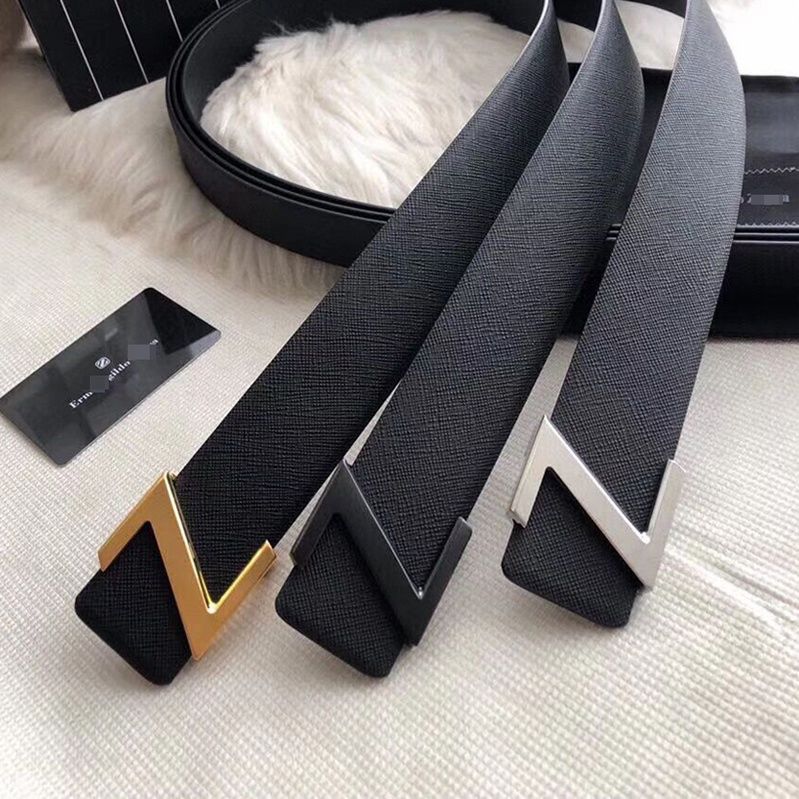 1YP1 ZEGNA 4cm Wide Men's Cross Pattern Belt Simple Elegant Genuine Leather Waist Belt Men's Fashion