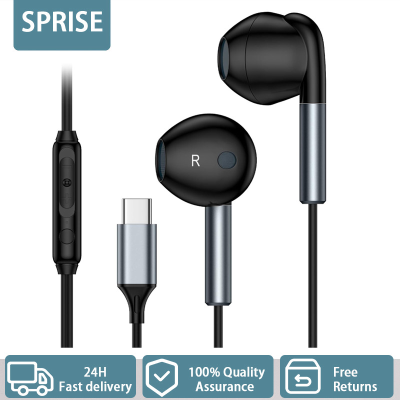 SPRISE M60 หูฟังแบบมีสายพร้อมไมโครโฟน Type-C สําหรับ Samsung หูฟังตัดเสียงรบกวน HiFi PC ชุดหูฟัง Earpiece