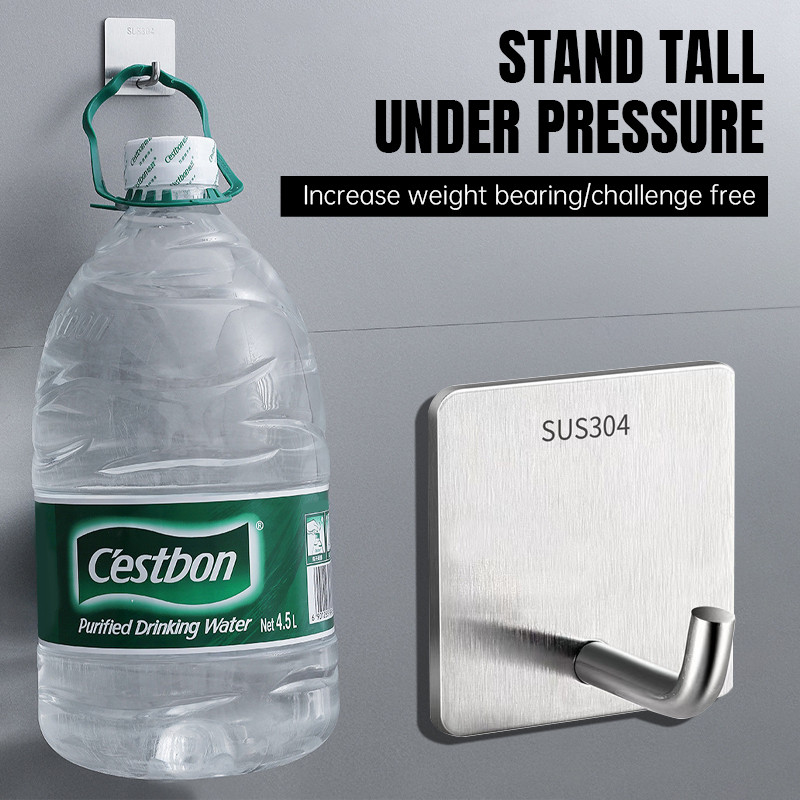 HomeBliss💖ตะขอสแตนเลส 304ตะขอติดผนังสแตนเลสกาวเหนียวติดทนไม่ลอก กันน้ำ รับน้ำหนักได้ดี มีรูพรุนในห ้องน ้ ําและห ้องครัว