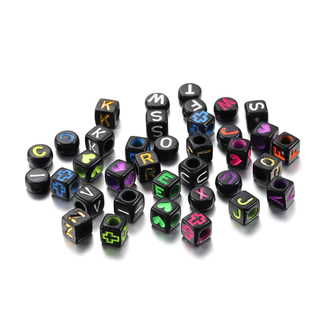 100ชิ้น ผสมภาษาอังกฤษ ลูกปัดดิจิตอล ลูกปัดตัวอักษร DIY Charms สร้อยข้อมือสร้อยคอเครื่องประดับ จัดส่งจากไทย