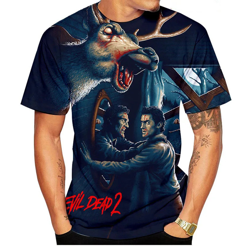 Evil Dead เสื้อยืด scary print 3D สำหรับทุกเพศ แบบ streetwear Harajuku พร้อมให้เลือกหลายไซส์