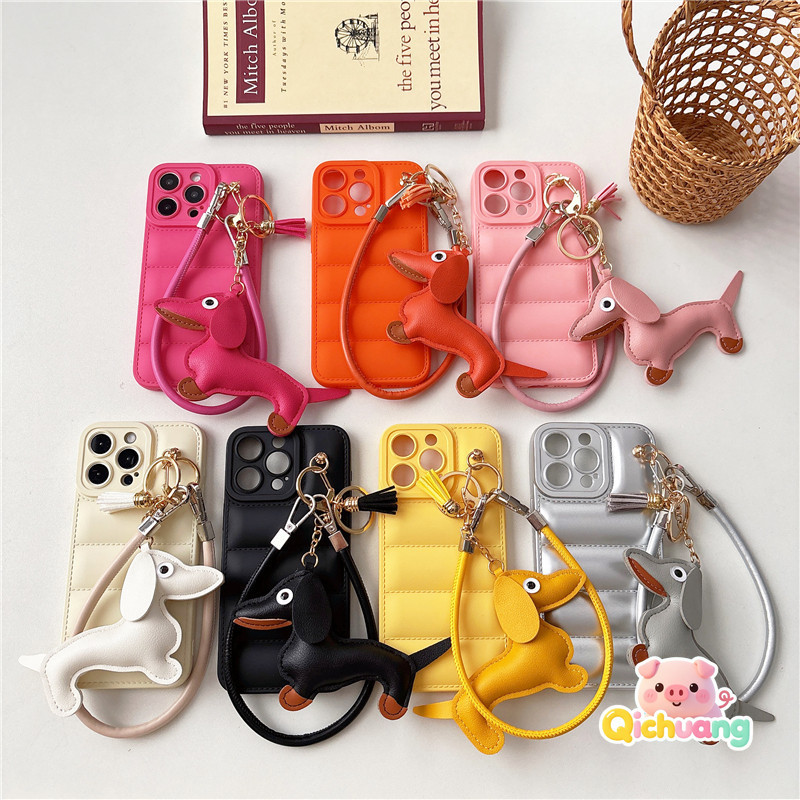3D Dachshund สุนัขสําหรับ OPPO Reno 13 13F 12 12F 11 11F Pro F27 F25 Pro F23 5G 4G พร้อมสายหนังสีสันปุยลงเสื้อแจ็คเก็ตปลอกนุ่มฝาครอบ – โปรปัง