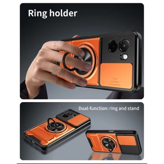 สําหรับ Xiaomi Poco M7 M6 M8 Pro M8Pro 2025 เคสโทรศัพท์กล้องเลนส์เลื่อนหน้าต่างผู้ถือปลอก PocoM7 Pro X7 Pro X6 X6Pro PocoX7Pro แหวนแม่เหล็กวงเล็บคู่กันกระแทกปกหลัง