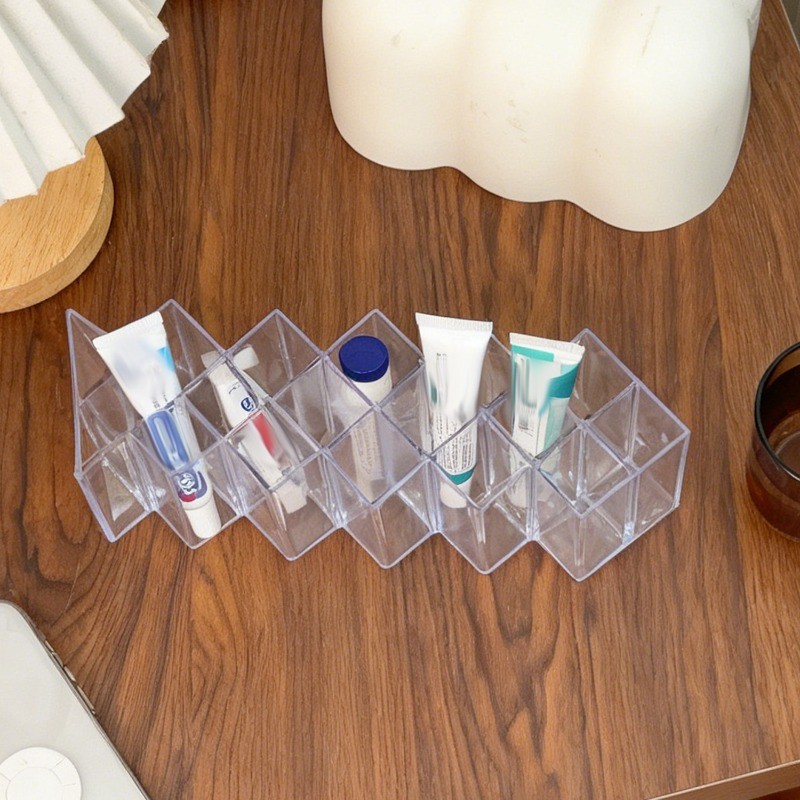 1/2ชิ้น - กล่องเก็บครีมพลาสติกใส,ภาชนะบรรจุยาประหยัดพื้นที่พร้อมมุมมองที่ชัดเจน | 10/16กริดแบ่งช่องออแกไนเซอร์สําหรับสก์ท็อปและห้องน้ํา - รูปที่ 4