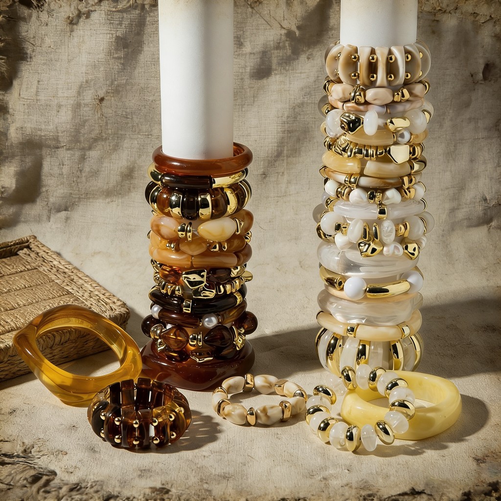 ยุโรปสไตล์อเมริกันอะคริลิกําไลข้อมือ  เรซิน  แบบกว้าง  กำไลข้อมือ  โลหะ  สไตล์เรโทร หลากหลายรูปแบบ