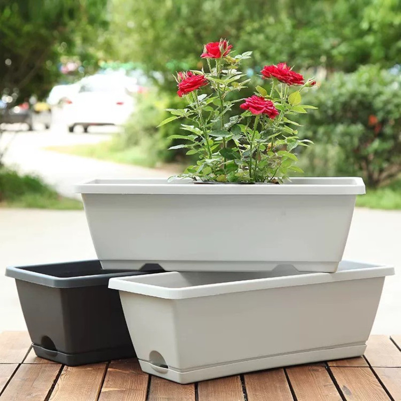 กระถางต้นไม้รางยาว กระถางต้นไม้ ขนาด 17นิ้ว กระถางปลูกผัก ทนต่อการสึกหรอ กระถางพลาสติก ความจุขนาดใหญ