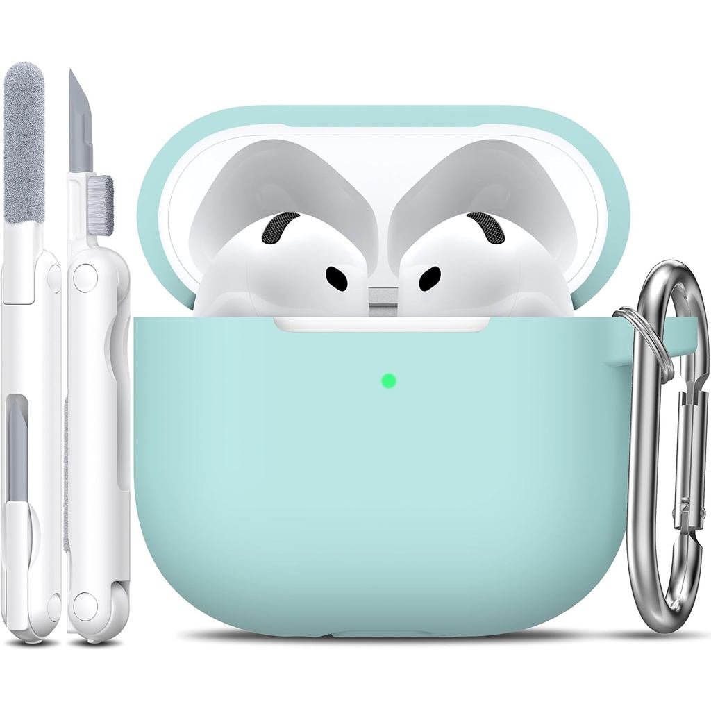 R-fun สําหรับ AirPods 4 กรณีพร้อมชุดทําความสะอาด,ฝาครอบซิลิโคนอ่อนนุ่มป้องกันเต็มรูปแบบพร้อมพวงกุญแจ