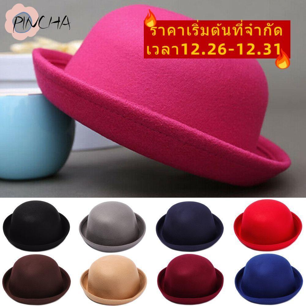 Pincha หมวกสักหลาด Vintage Elegant Warm Floppy Bowler
