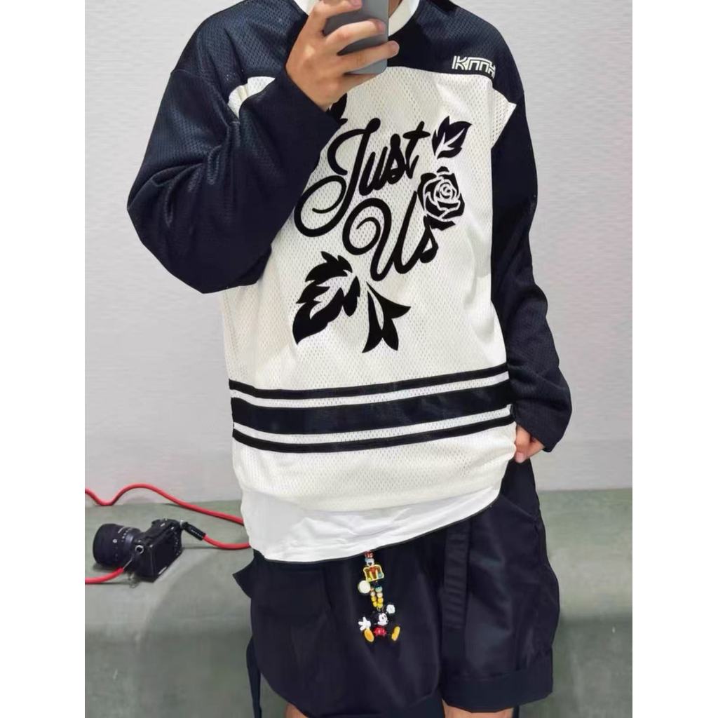 Kith Malk Flocking Rose Double Mesh Vneck Color-Blocking Mesh Jersey