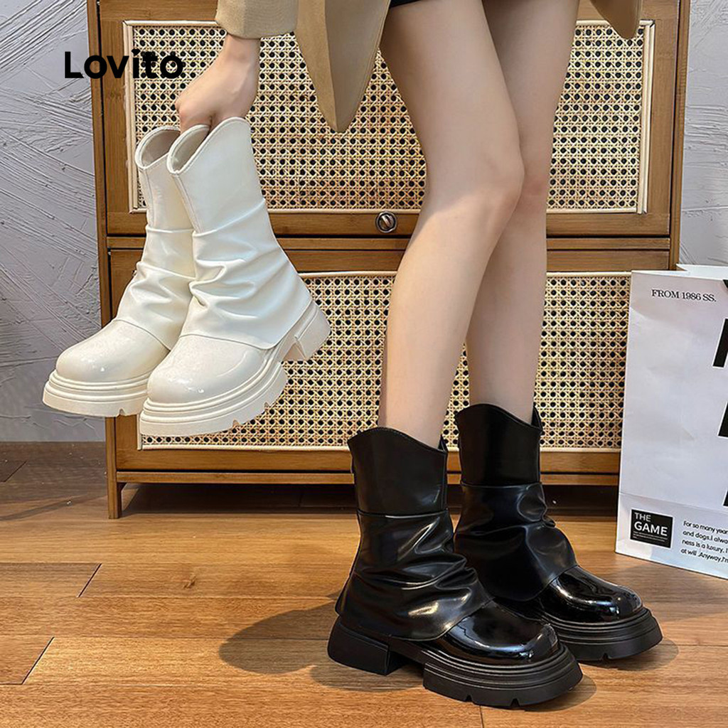 Lovito รองเท้าบูทผู้หญิงแบบลําลอง LFA103174
