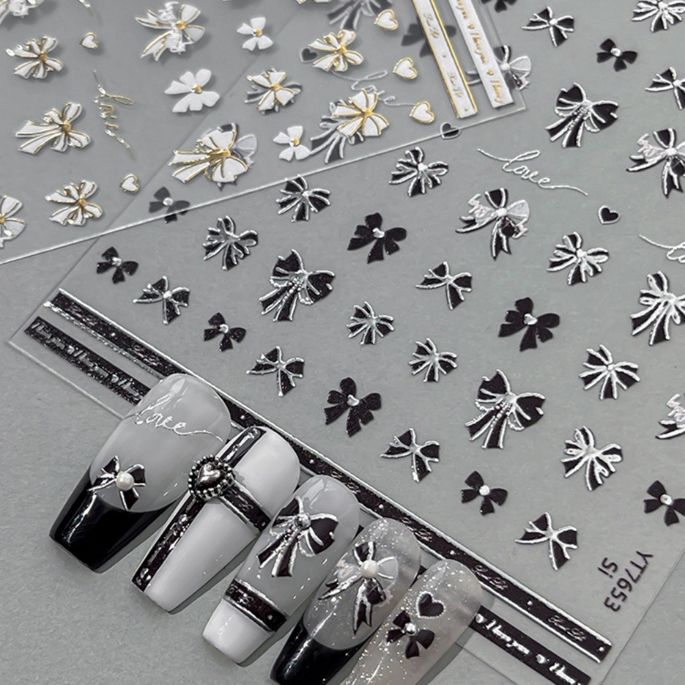 5D นูนเล็บสติกเกอร์บรรเทา Lion Dance สติกเกอร์เล็บปีใหม่สีแดง Bowknot เล็บตกแต่ง DlY Decals - รูปที่ 5