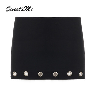 กระโปรงมินิสำหรับผู้หญิง ออกแบบด้วยเอวแบบลายหลุมและ-material…