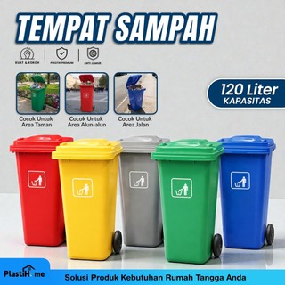 Tong Sampah Plastik Besar 60L / 120L / 240L Tebal & Kuat – Tempat Sampah Outdoor 4 Warna untuk Sekolah, Pabrik, Perumahan & Lingkungan