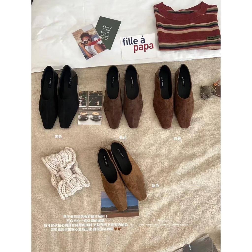 [DIAIRIZ] THEMANDAGO Mango Small Square Toe Temperament Retro Single Shoes Women Autumn New Style On