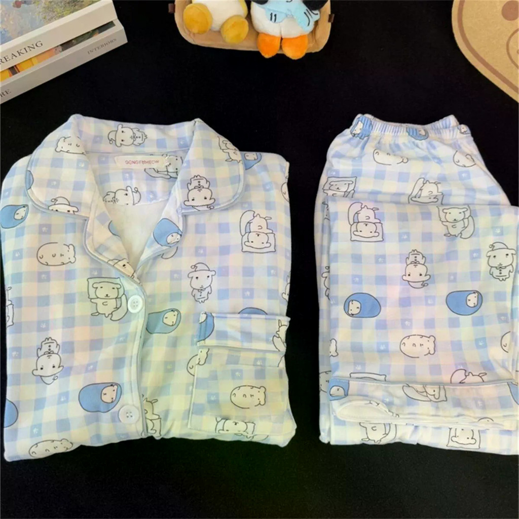 ชุดนอนผู้หญิงสไตล์เยอรมัน Ganadi ลายเส้นดินแดนสุนัขสคริบเบิ้ล ออกแบบมาเพื่อความอบอุ่นในฤดูหนาว และเป