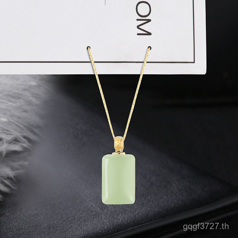 สร้อยคอ Hetian หยกหรูหราสำหรับ 여성 ออกแบบใหม่ด้วยเงินสเตอร์ลิง พร้อมจี้หยก MBU8