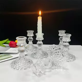 ที่วางเทียน เชิงเทียนแก้ว เนื้อแก้วหนา แก้วเนื้อดี ใช้งานสะดวก Candlestick ตกแต่งวันหยุด