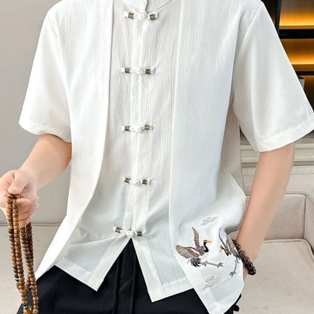 ชุดฮันฟูสำหรับผู้ชาย ออกแบบสมาร์ทด้วยแขนสั้นปลอม เหมาะสำหรับเทศกาลวัฒนธรรมและการชุมนุมครอบครัว