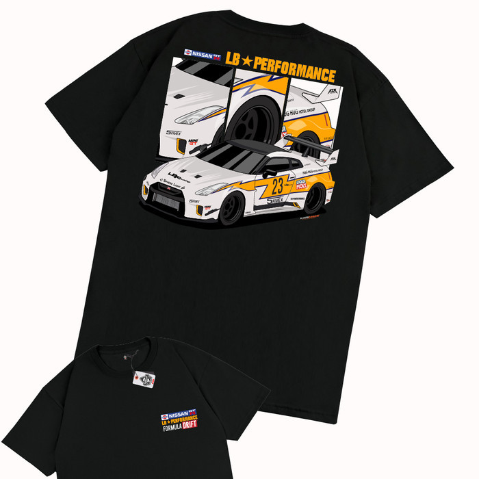 COD-KARIMAKE Kaos Baju Mobil NISSAN SKYLINE R35 LB SILHOUETTE LIBERTY WALK - V2 HITAM, T-shirt