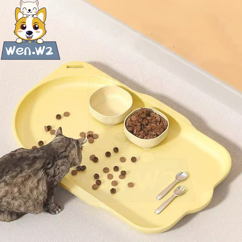 wen.W2 แผ่นรองชามสัตว์เลี้ยง กันน้ำกันลื่น สำหรับแมวและสุนัข