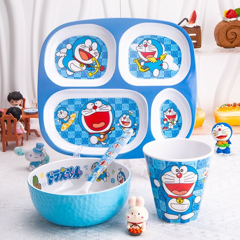 New Product#Children's Cartoon Tableware Set Baby Food Supplement Eating Bowl Ding Dong Cat Doraemon
