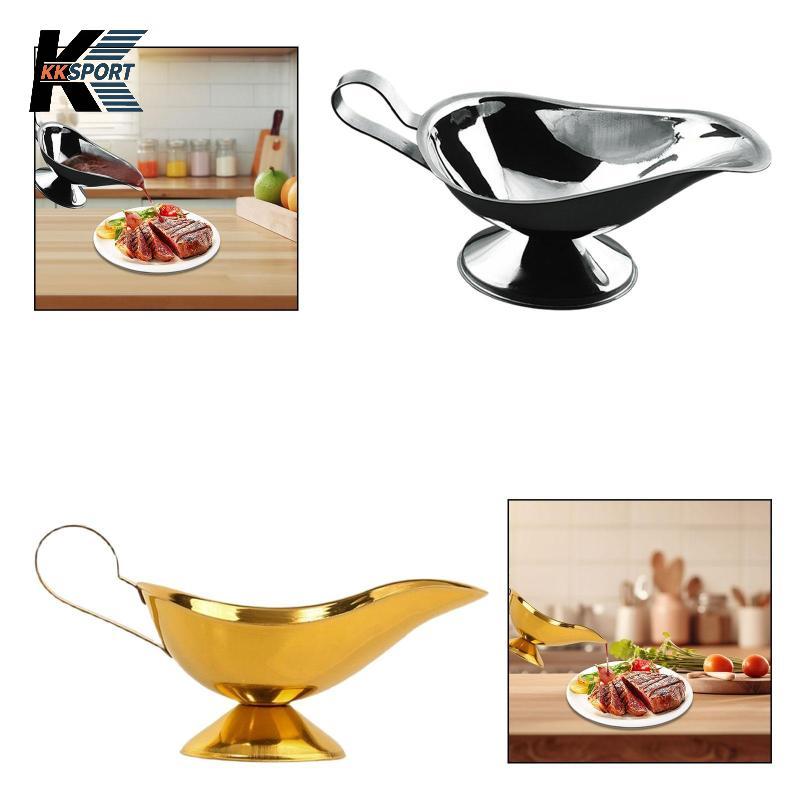 [KKSPORT] สแตนเลส Gravy เรือ Gravy เสิร์ฟจานทนทานพร้อมที่จับ Gravy Pourer Saucier ร้านอาหารสําหรับสล