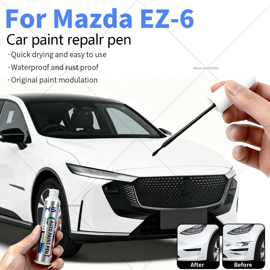 สําหรับ Mazda EZ-6 รถซ่อมสีปากกา Touch Up Scratch Remover DIY อุปกรณ์เสริมอัตโนมัติสีดําสีขาว 34K สี