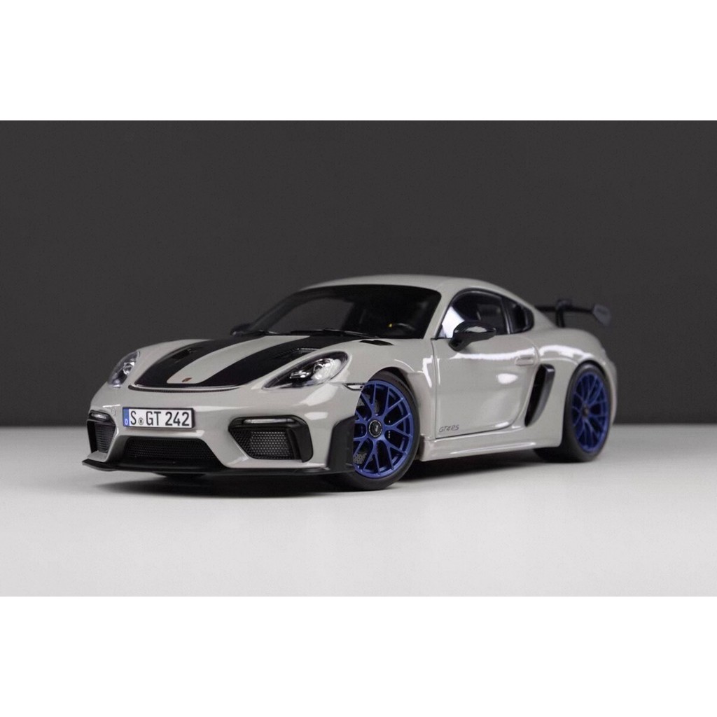 [ออก] NOV 1/18 Porsche 718 Cayman GT4 RS Weissach Kit โลหะผสมเปิดเต็ม สี่ประตูเปิดได้ ล้อน้ําเงิน ตั