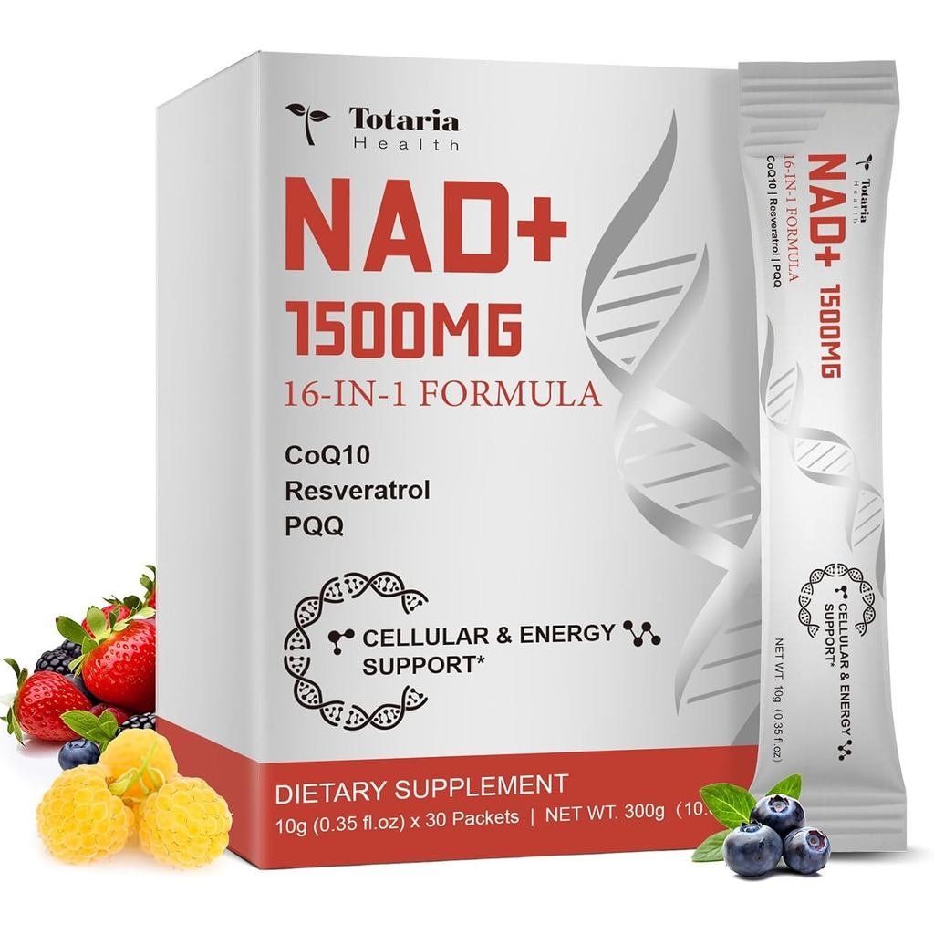 Totaria 16-in-1 NAD Liquid Supplement 1500mg for Men & Women, Extra Strength NAD+ with NMN Precursor