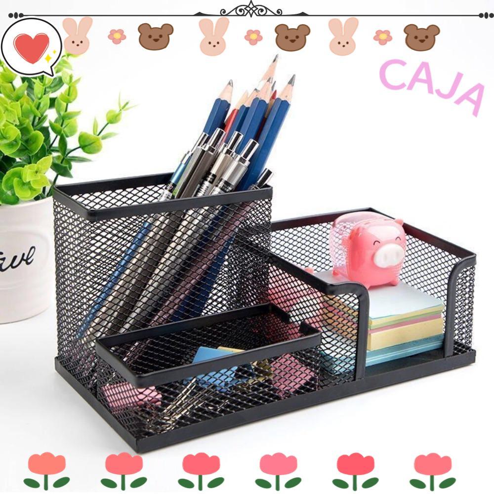 CAJA1 ที่ใส่ปากกาโลหะสําหรับเครื่องเขียนดินสอการ์ด Tidy Table Organiser File Storage Rack