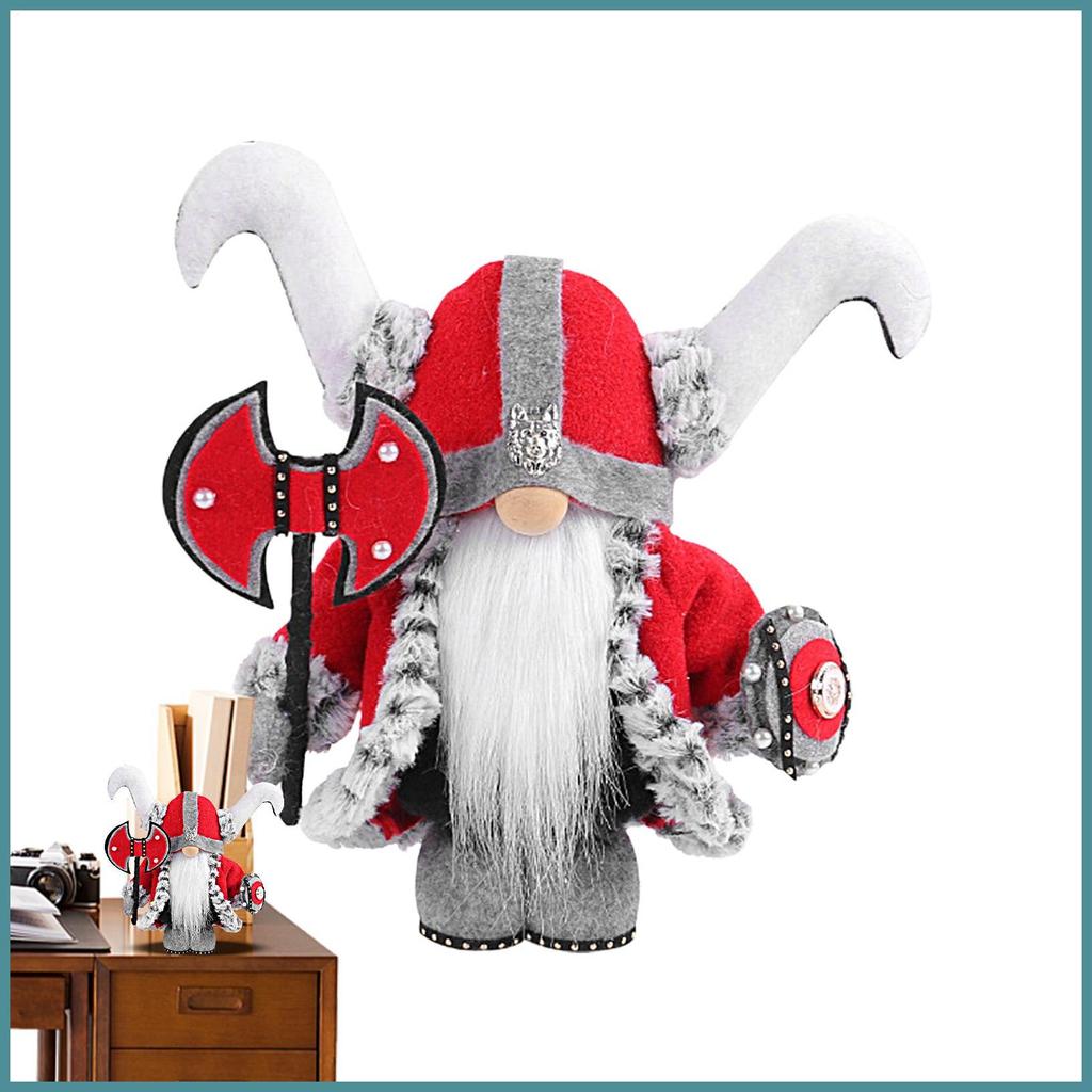 ไวกิ้ง Gnome Dwarf Plush ตุ๊กตา Gnome ประติมากรรมไวกิ้ง Gnome นักรบประติมากรรมยุคกลาง Guard Garden E