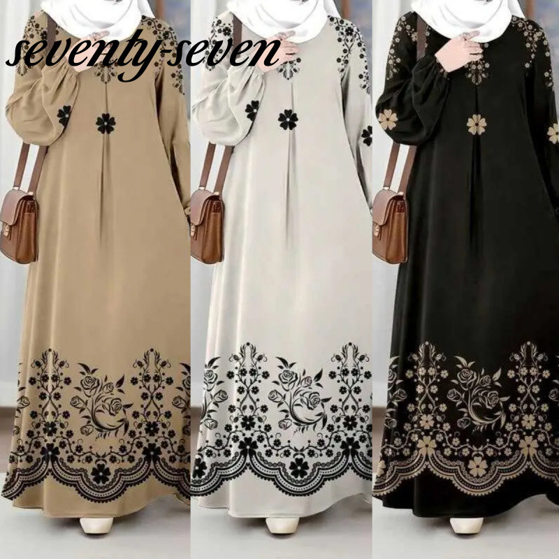 2026 Abaya Ruffle เสื้อผ้ามาเลย์ดั้งเดิม สไตล์ทันสมัย&เรียบหรู ลายดอกไม้ ไม่ต้องรีด เหมาะสําหรับใช้ทุกวันด้วยพิธีรอมฎอน