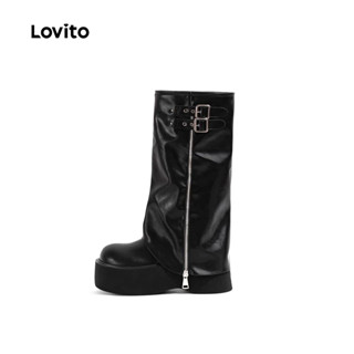 Lovito  รองเท้าบูทดีไซน์หรูสําหรับผู้หญิง LFA106041