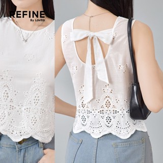 (Refine by Lovito) เสื้อลำลองผ้าฝ้าย ดีไซน์ระบายใหญ่ผูกหลัง …