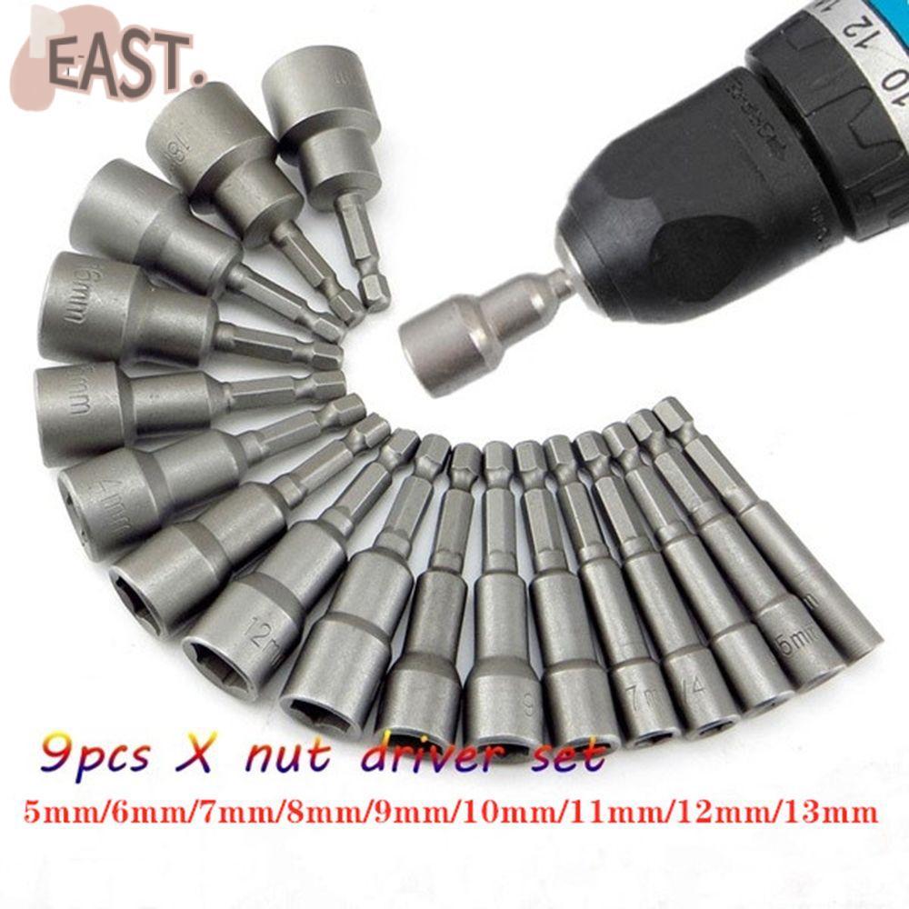 EASTS 9 ชิ้น/เซ็ตหัวฉีด Nut Bits ชุดไดร์เวอร์ซ็อกเก็ต Bits เจาะ Bit Driver ชุด