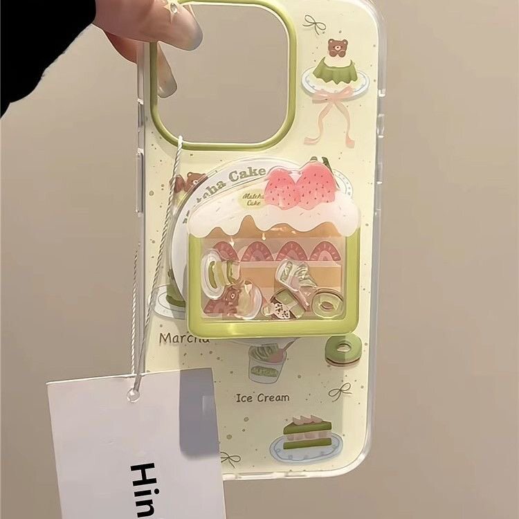 ขนมเค้กมัทฉะพร้อมแม่เหล็กใช้ได้กับ Samsung S26 ultra/S25/Note20/A36/A16/S10 เคสโทรศัพท์ A25 ขาตั้ง S