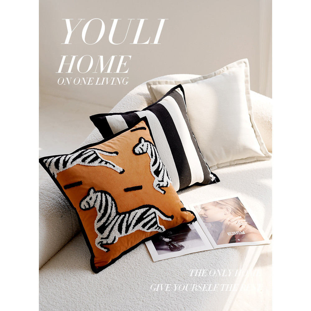 ทยค์ บี ยุคกลางภาษาฝรั่งเศสคําหรูหรา Zebra สัตว์ปลอกหมอนเบาะหมอน B & B โซฟา Bay Window Cushion หมอนเ