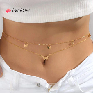[พร้อมส่ง] สร้อยคาดเอว 2 ชั้น ลายผีเสื้อ โซ่คาดเอวผู้หญิง สไตล์ Y2K เครื่องประดับใส่กับบิกินี่ เรียบหรู เซ็กซี่