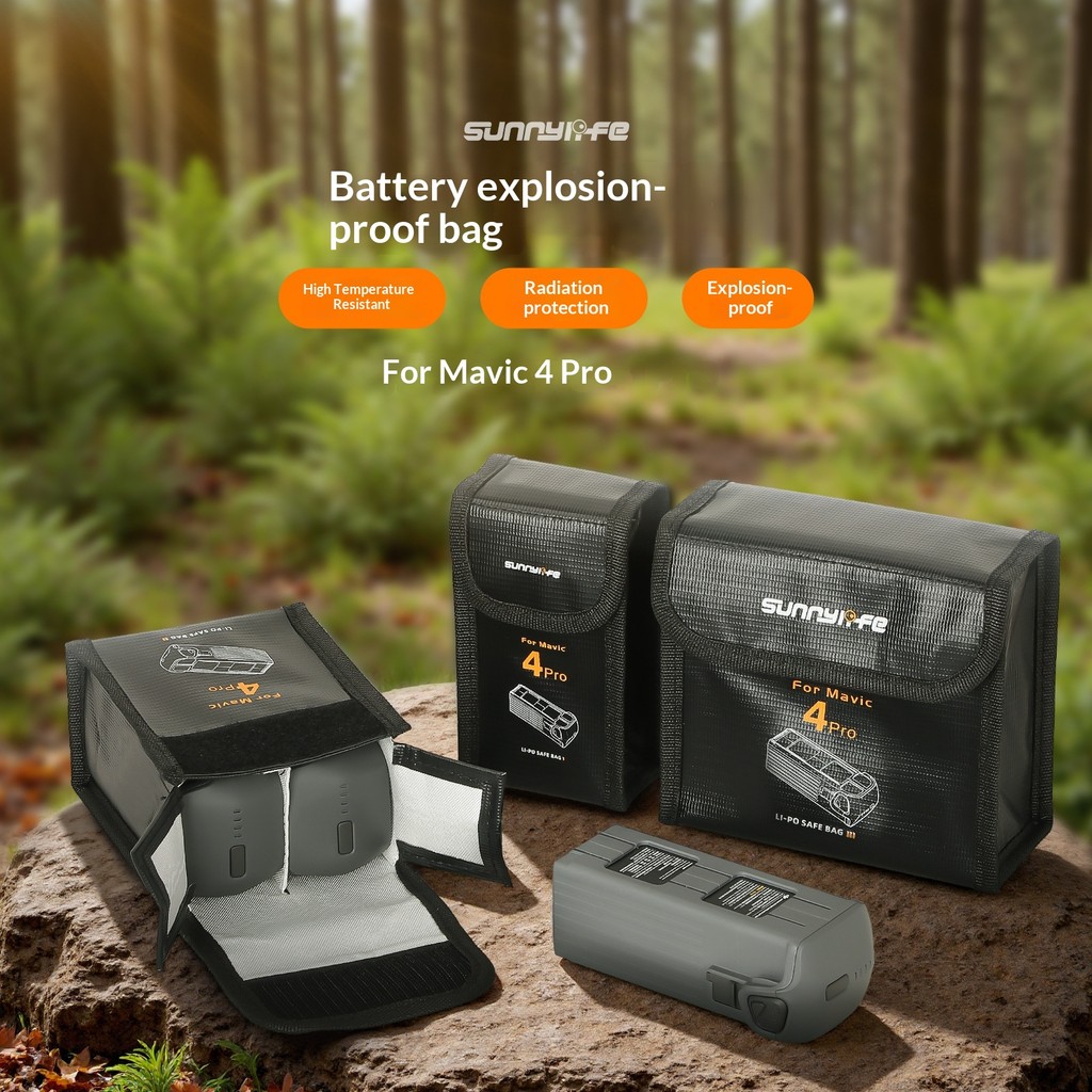 Sunnylife เหมาะสําหรับ DJI MAVIC 4 PRO แบตเตอรี่ป้องกันการระเบิดแบตเตอรี่ลิเธียมถุงเก็บความปลอดภัยสารหน่วงไฟป้องกัน