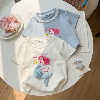 PRETTY BABY เสื้อยืดเด็ก เสื้อยืดคอกลม ลายการ์ตูน น้องนางเงือก 3D (2125)