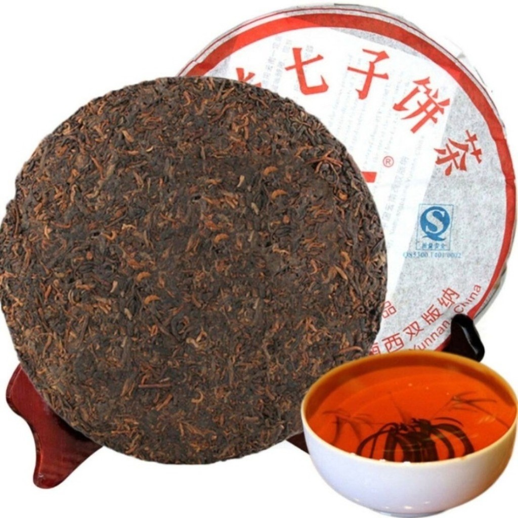 HELLOYOUNG เค้กชา Pu-erh สุก 357g ของขวัญชาดําหมักยูนนาน